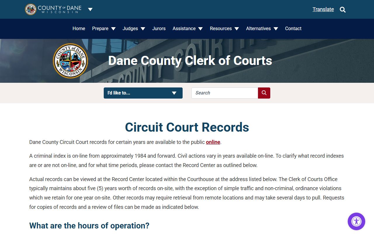 Dane County court records request methods and fee instructions