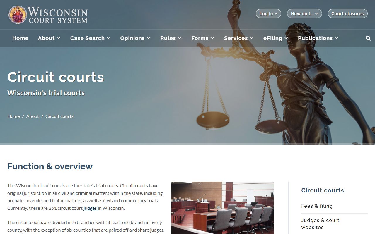 Dane County Circuit Court Wisconsin circuit courts jurisdiction page
