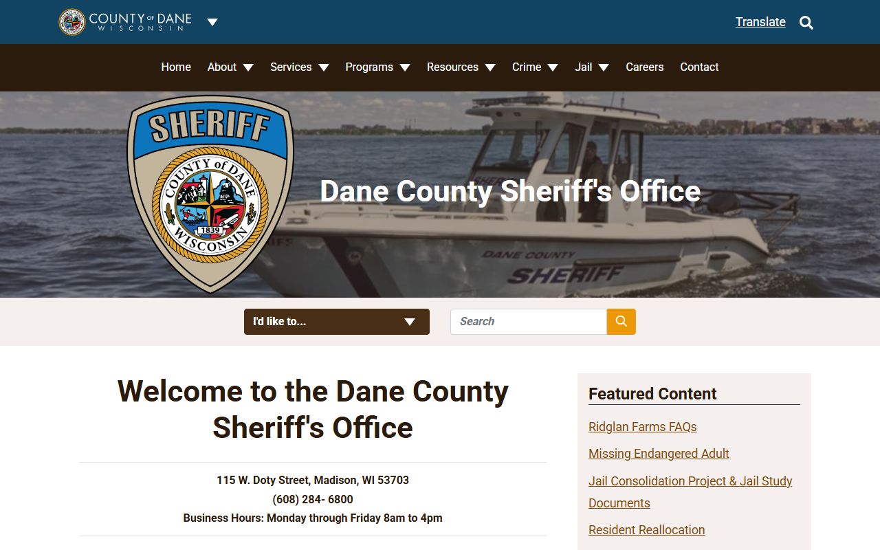 Dane County arrest records Sheriff's Office official homepage