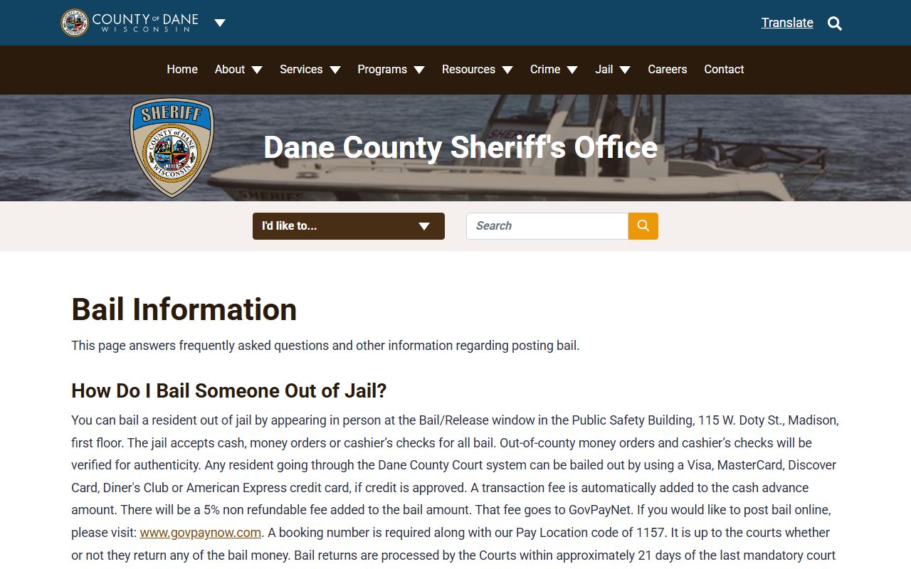 Dane County released inmates bail posting and bond-poster notice