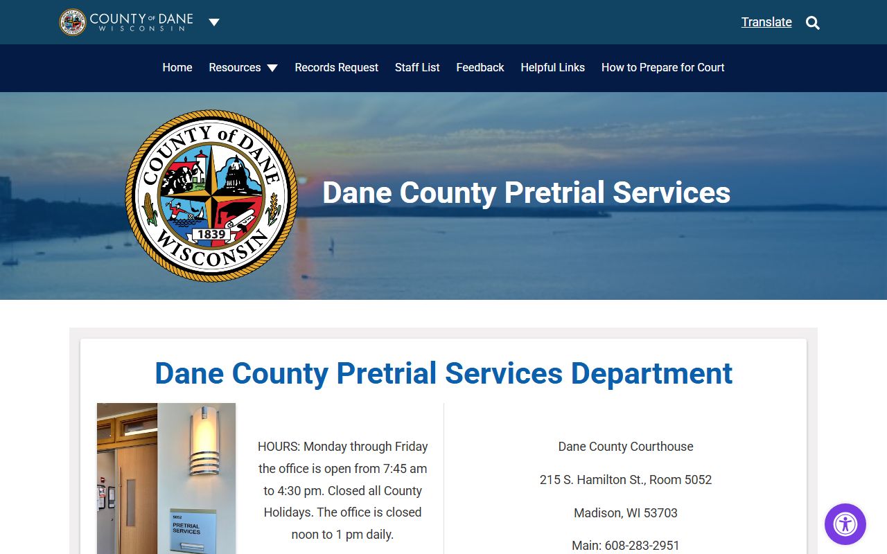 Dane County inmate population pretrial services program page